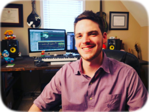 Video game composer Steven Melin in the studio